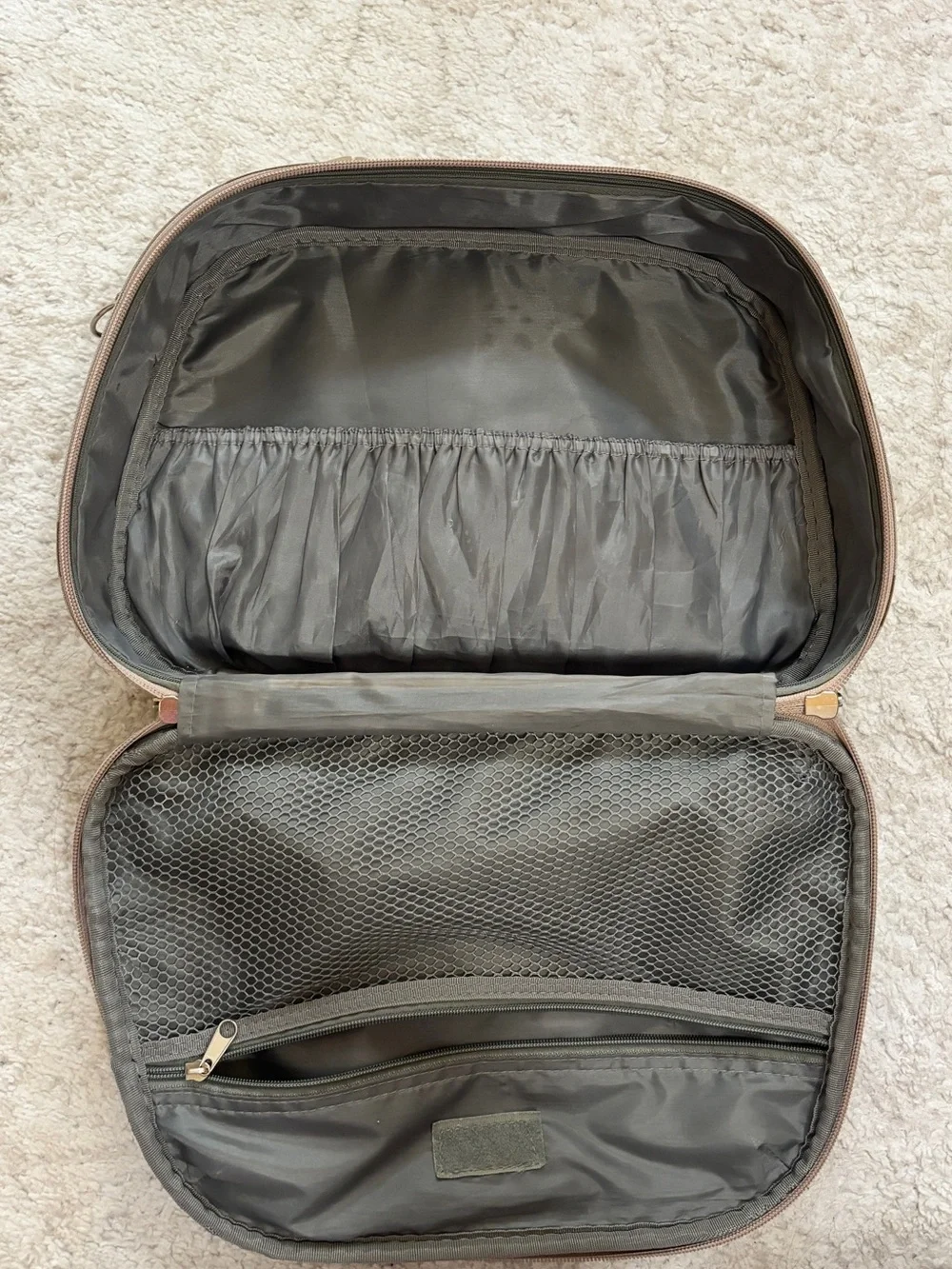 Beige Floral Travel Carry Bag with Pink Trim